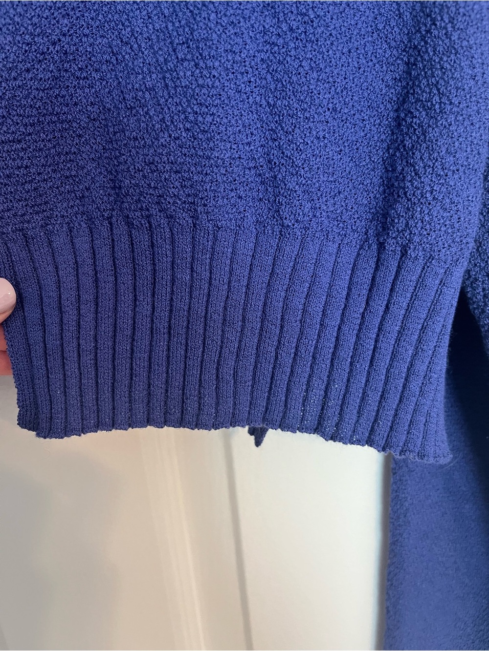 Eileen Fisher 100% Wool Open-Front Cropped Cardigan in Periwinkle Blue - Picture 4 of 8